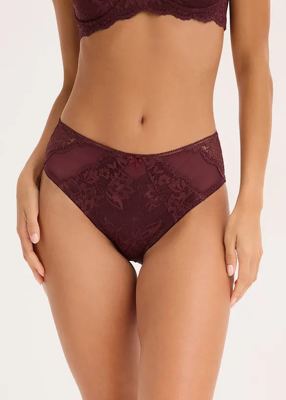 Truse med h&oslash;y midje og nydelige blonder, bonprix