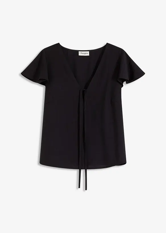 Bluse med volangermer i glansfull stil, bonprix