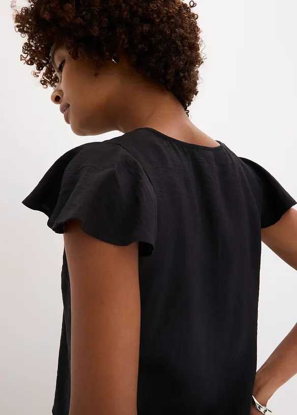 Bluse med volangermer i glansfull stil, bonprix