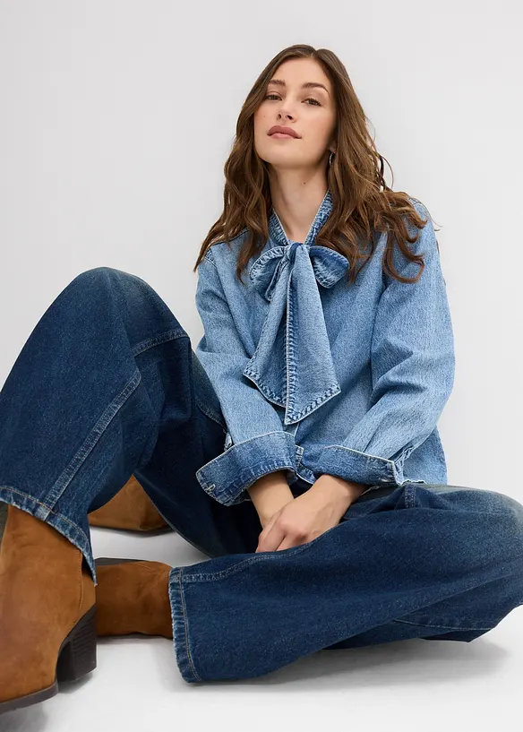 Denimskjorte i 100% bomull, bonprix