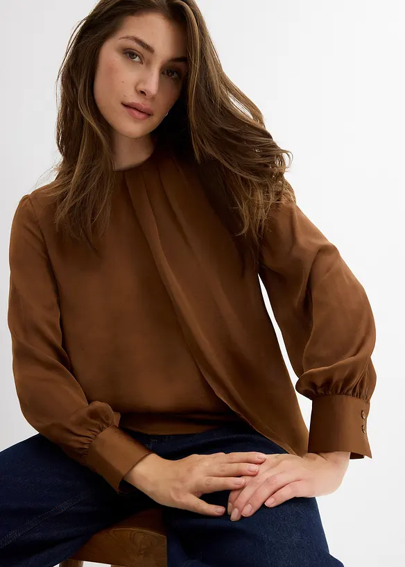 Bluse i lett sateng, bonprix
