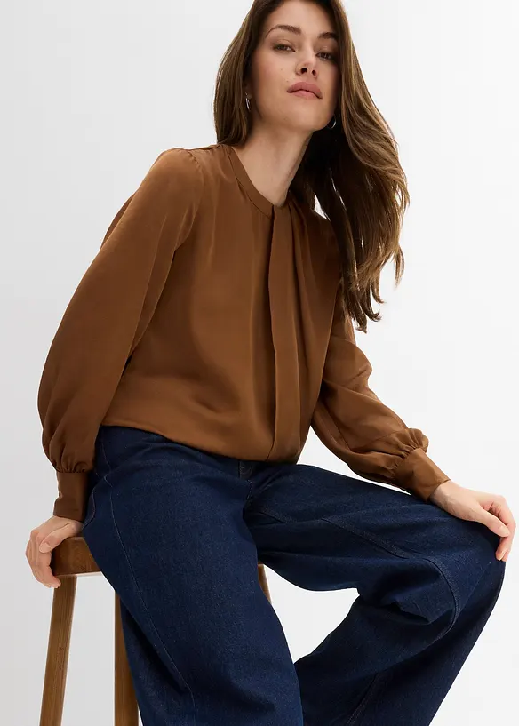Bluse i lett sateng, bonprix