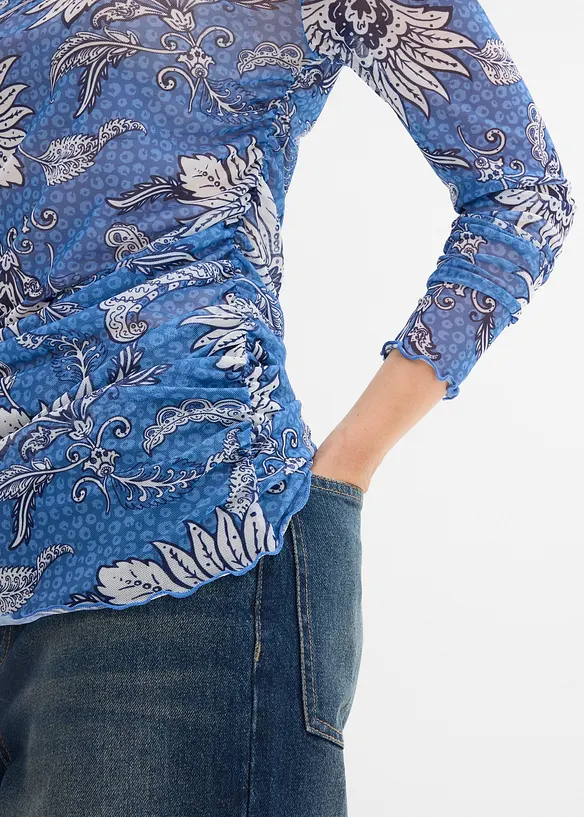 Langermet topp i fin mesh, bonprix