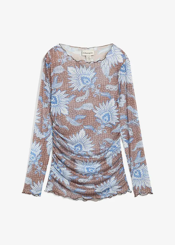 Langermet topp i fin mesh, bonprix