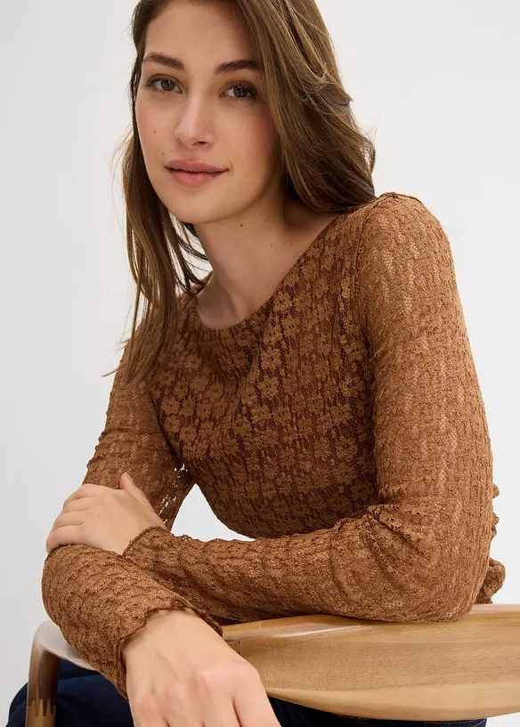 Langermet topp i blondemateriale, bonprix