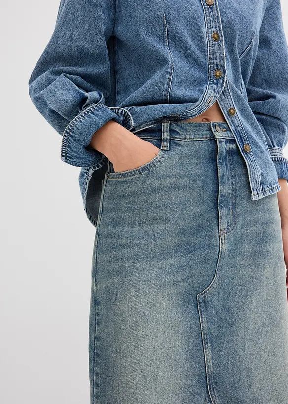 Maxi denimskjørt, Mid Waist, bonprix