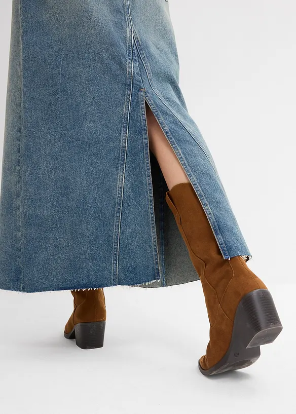 Maxi denimskjørt, Mid Waist, bonprix