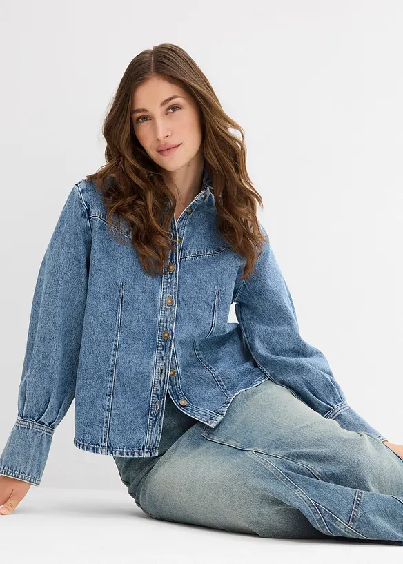 Maxi denimskjørt, Mid Waist, bonprix