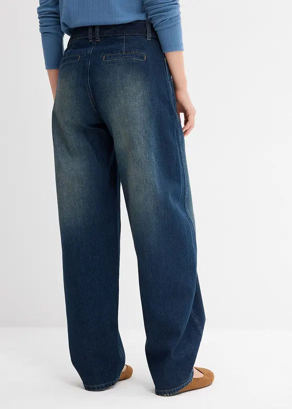 Barrel-jeans, Mid Waist med belte, bonprix