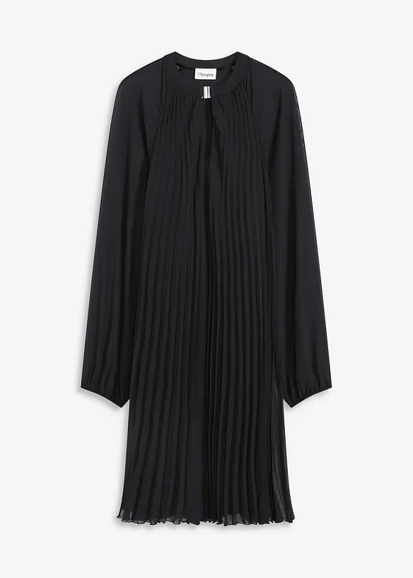 Minikjole i lett chiffon med plisséfolder, bonprix