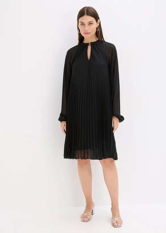 Minikjole i lett chiffon med plisséfolder, bonprix