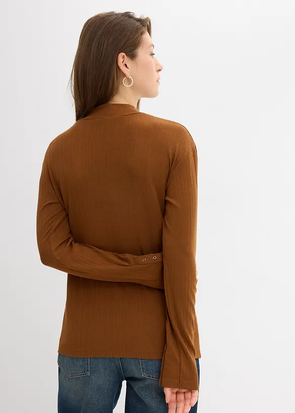 Langermet, ribbet topp, bonprix