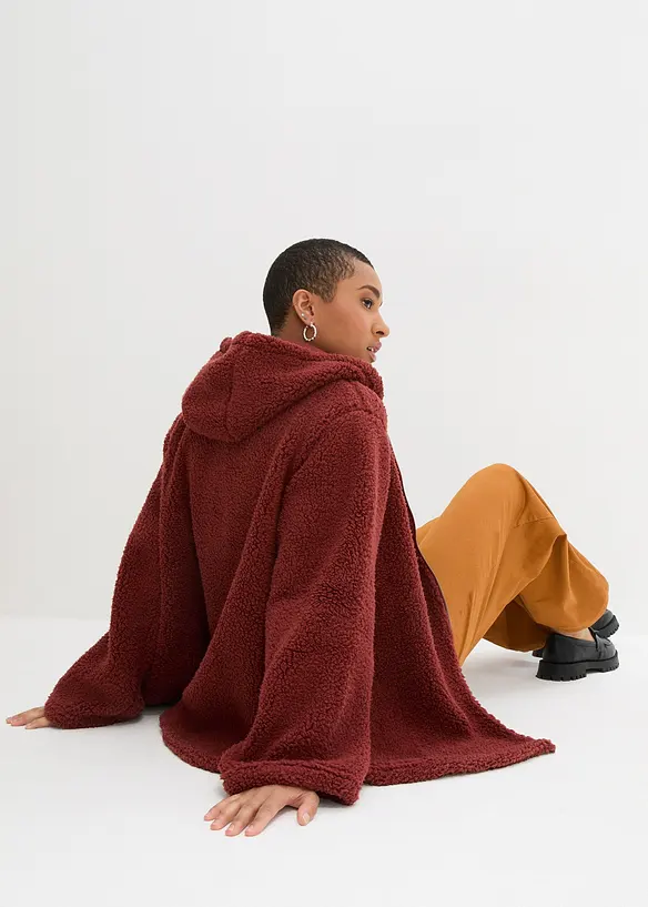 Teddy-fleecejakke i A-fasong med splitter i siden, bonprix