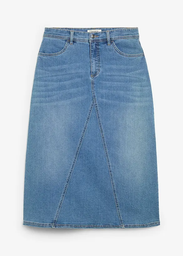 Denimskjørt med stretch, High Waist, bonprix