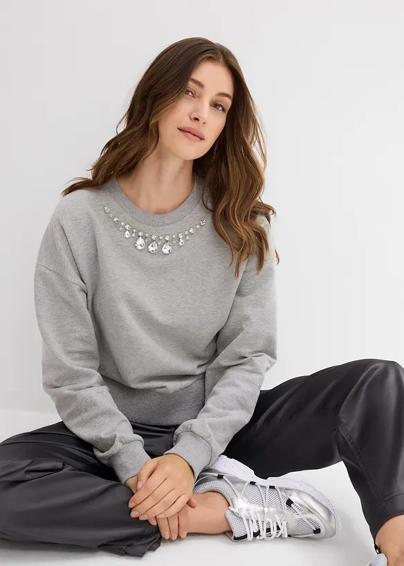 Oversized sweatshirt i bomull, bonprix