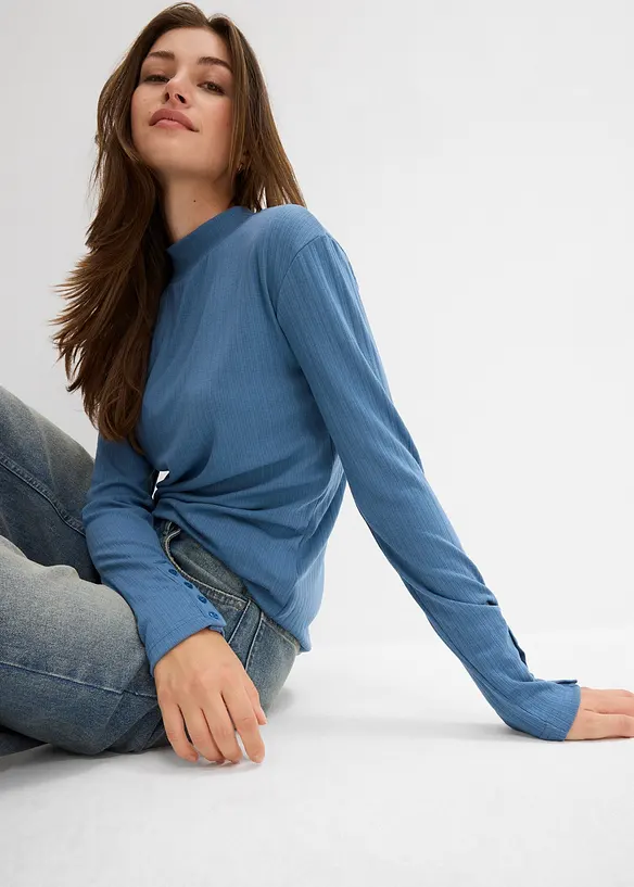 Langermet, ribbet topp, bonprix