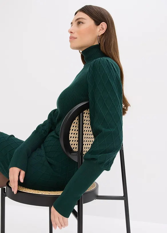 Strikkekjole med rullekrage, bonprix