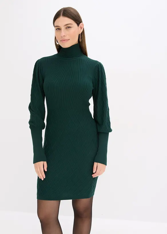 Strikkekjole med rullekrage, bonprix