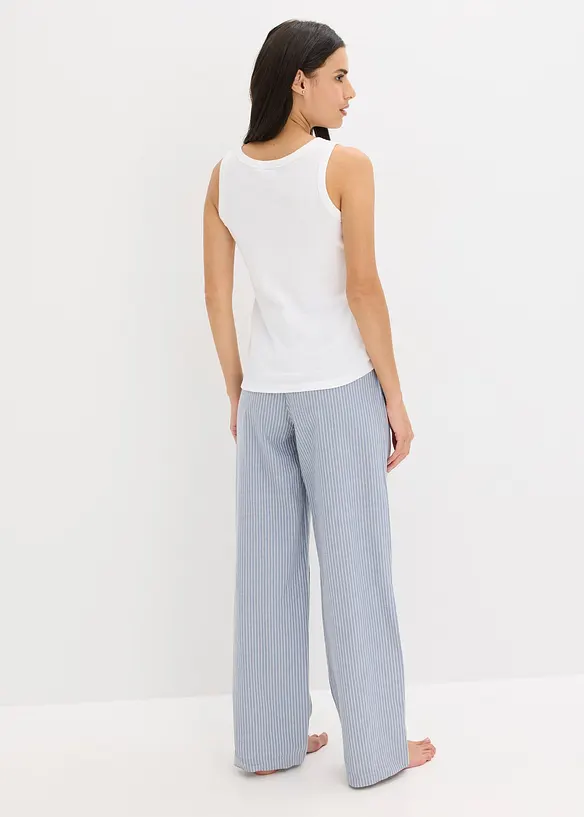 Pyjamas med ribbet topp og vevd bukse, bonprix