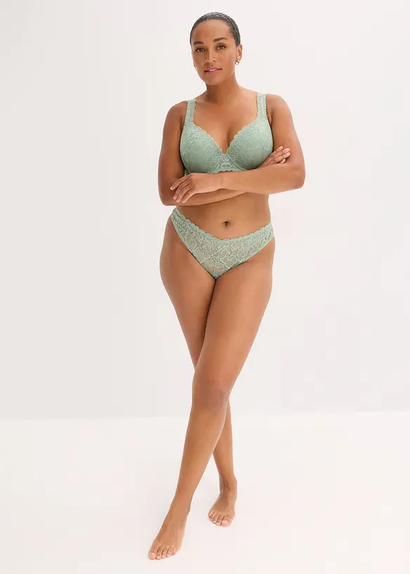 V-stringtruse med blomsterblonder, bonprix