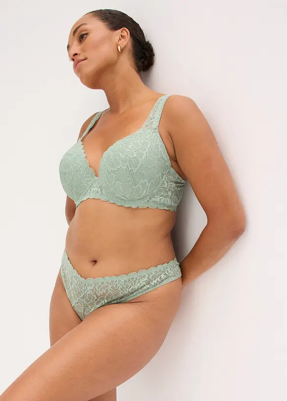 V-stringtruse med blomsterblonder, bonprix