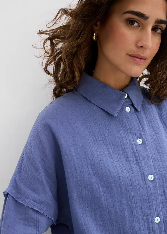 Oversized skjorte i luftig musselin, bonprix
