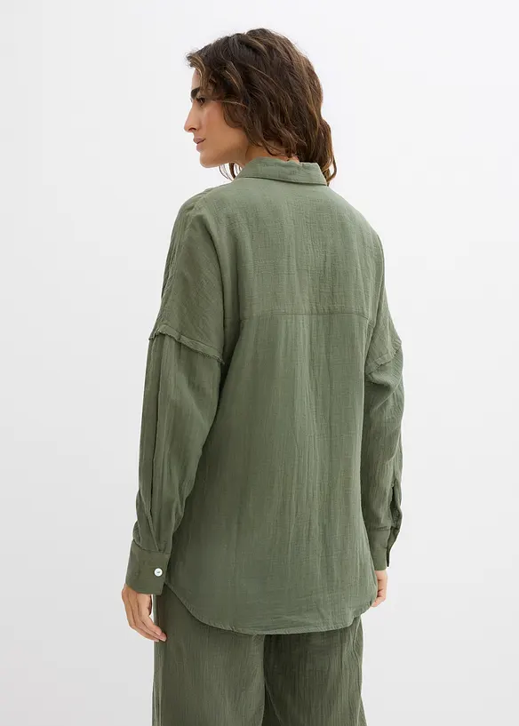 Oversized skjorte i luftig musselin, bonprix