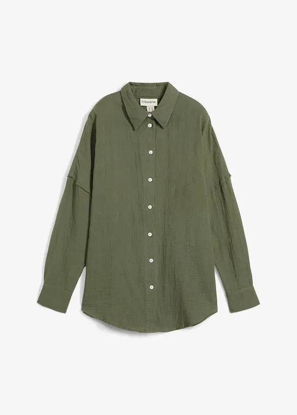 Oversized skjorte i luftig musselin, bonprix