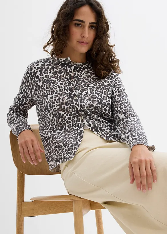 Kort cardigan i finstrikk, bonprix