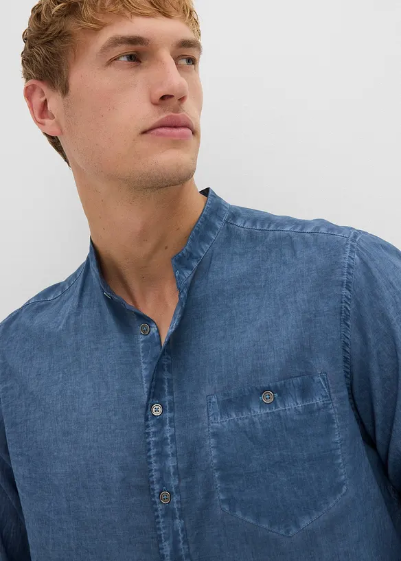 Langermet skjorte i vasket look, bonprix
