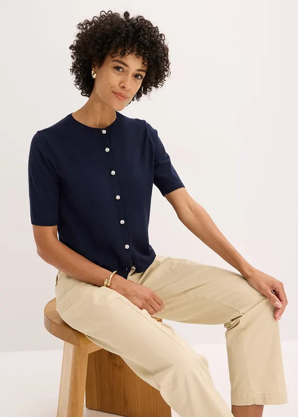 Finstrikket cardigan i fin viskosemiks, bonprix