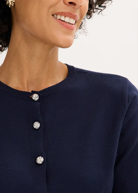 Finstrikket cardigan i fin viskosemiks, bonprix