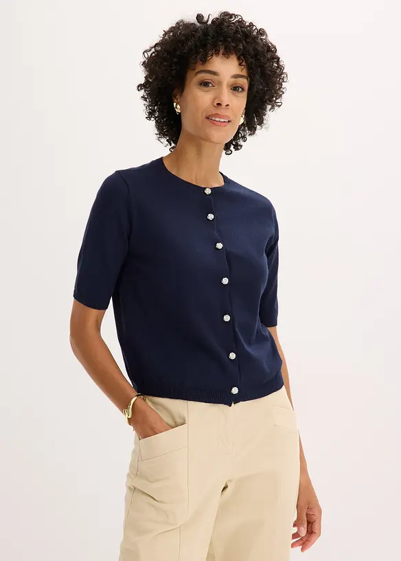 Finstrikket cardigan i fin viskosemiks, bonprix