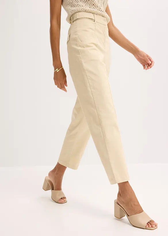 Satengbukse med tapered fit, bonprix