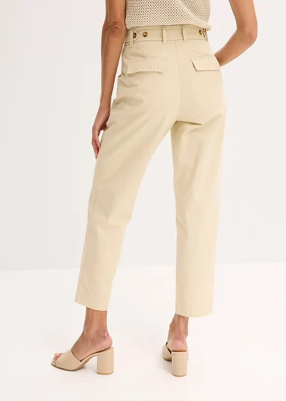 Satengbukse med tapered fit, bonprix