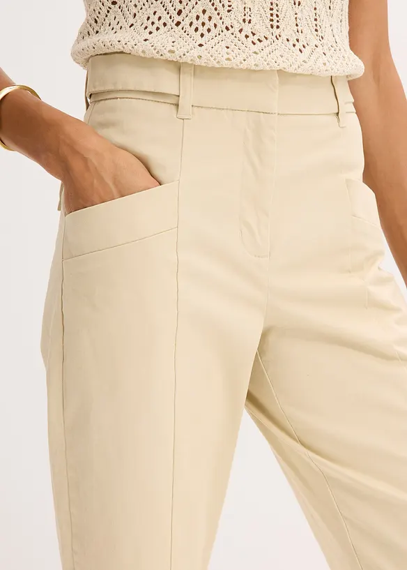 Satengbukse med tapered fit, bonprix
