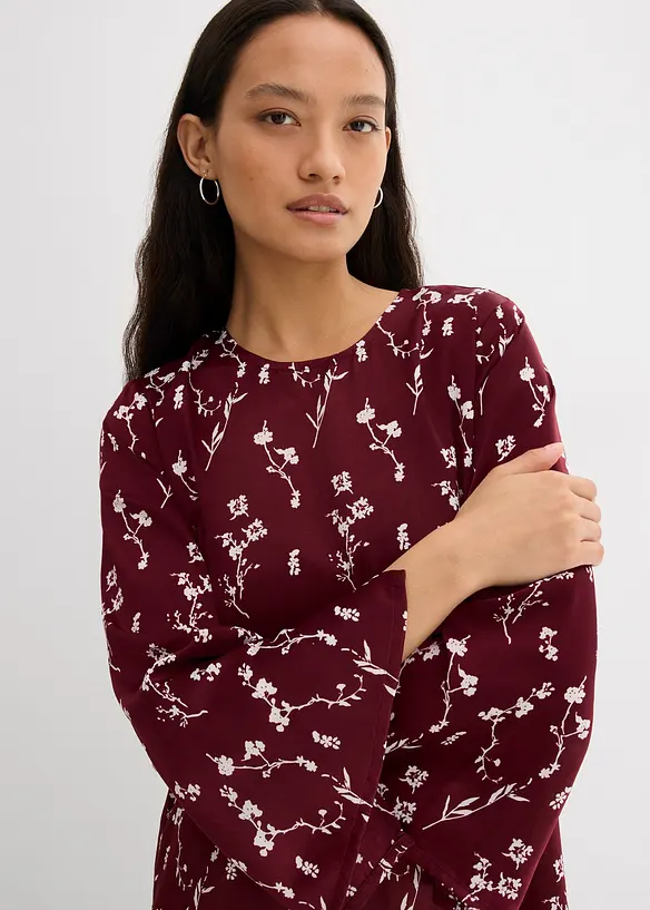 Blomstrete midikjole av 100% viskose, bonprix