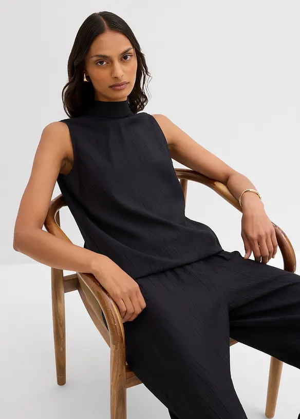 Lang topp i viskosemiks med struktur, bonprix