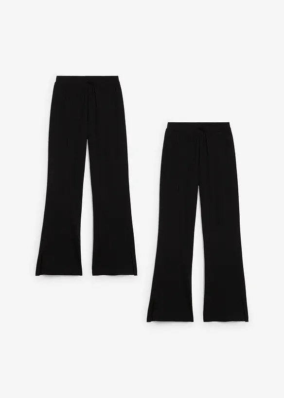 Jerseybukse i økologisk bomull med elastan og utsvingte ben (2-pack), bonprix