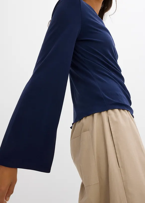 Langermet topp i ribbemateriale, bonprix