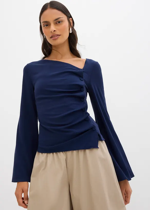 Langermet topp i ribbemateriale, bonprix