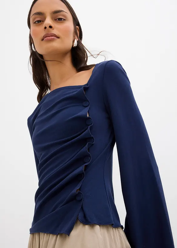 Langermet topp i ribbemateriale, bonprix