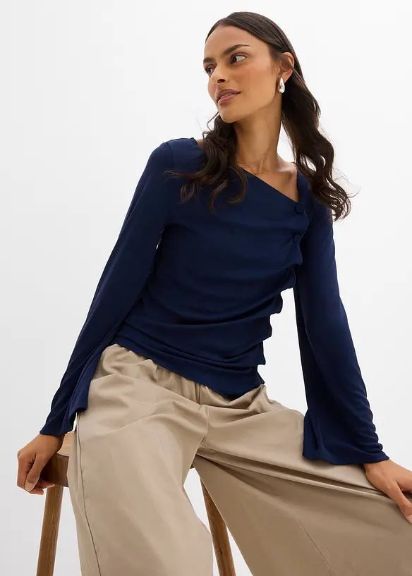 Langermet topp i ribbemateriale, bonprix