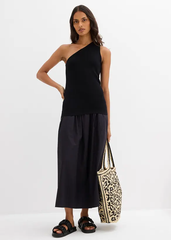 Off shoulder-strikket topp i viskosemiks, bonprix