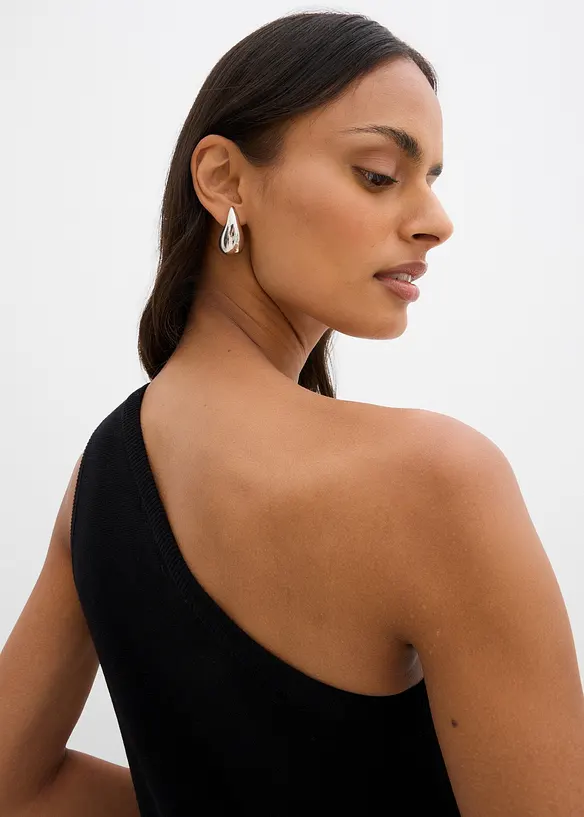 Off shoulder-strikket topp i viskosemiks, bonprix