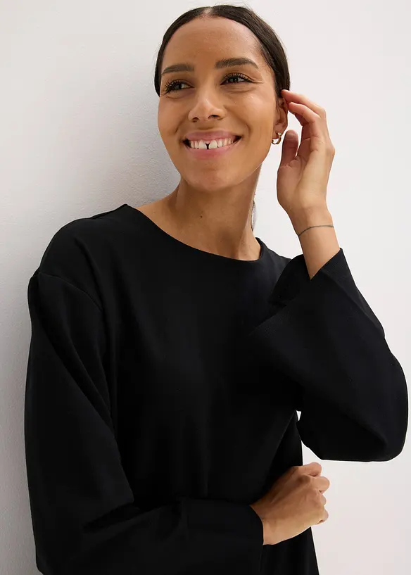 Kort kjole med volang av Punto di Roma-materiale, bonprix