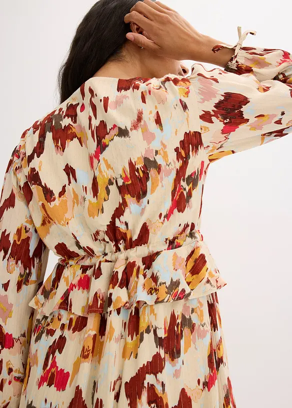 Midikjole med print med lurex, bonprix
