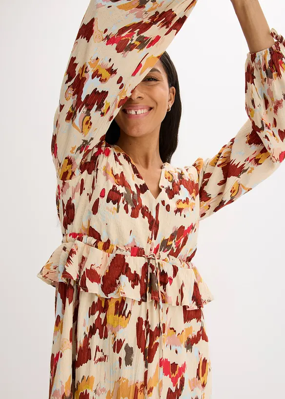 Midikjole med print med lurex, bonprix