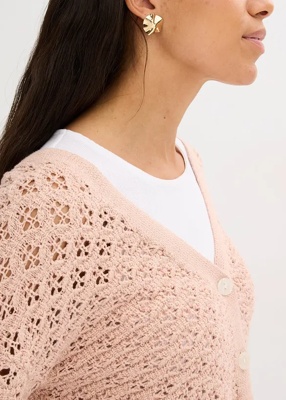 Strikkejakke med hullmønster, bonprix