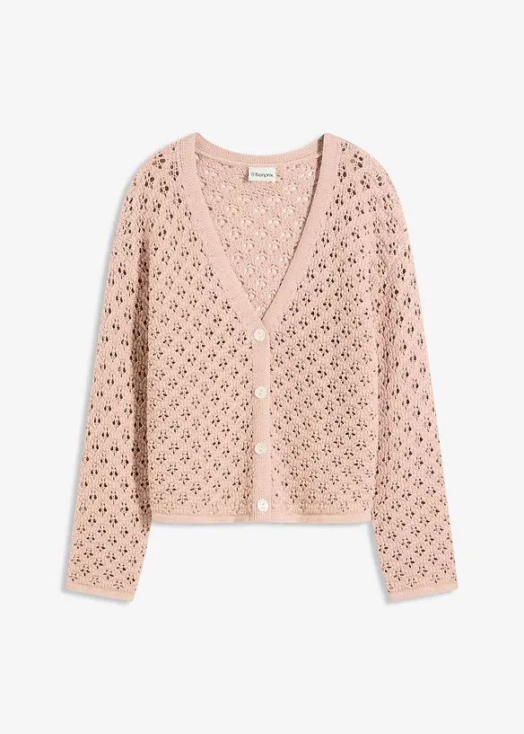 Strikkejakke med hullmønster, bonprix